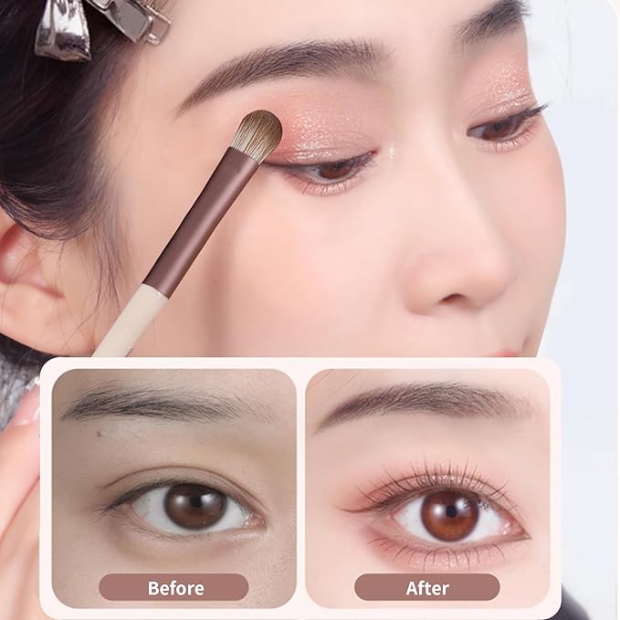 MSQ Eye Makeup Brushes 8pcs Eyeshadow Makeup Brushes Set with Bag Soft Synthetic Hairs for Eyeshadow, Eyeliner, Blending, Concealer, Nose Shadow (Khaki)