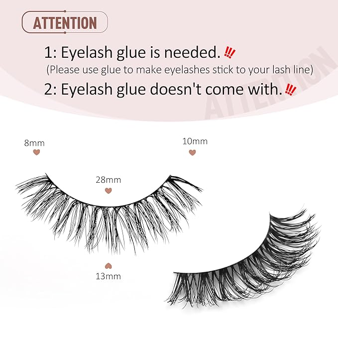 Onlyall Natural Lashes Wispy Lashes Natural Look False Eyelashes Natural Flared Eyelashes False Eye Lashes Soft Fluffy Lashes 7 Pairs T33