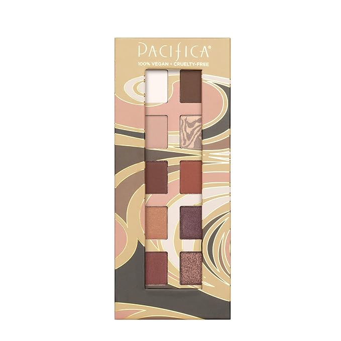 Pacifica Cocoa Nudes Mineral Eyeshadow Palette – 10 Shades Eye Makeup Naked Mineral Eye Shadow - Earth-Tone Rich Chocolate & Praline Neutral Talc-Free Highly Pigmented Cocoa Butter Clean Beauty Vegan