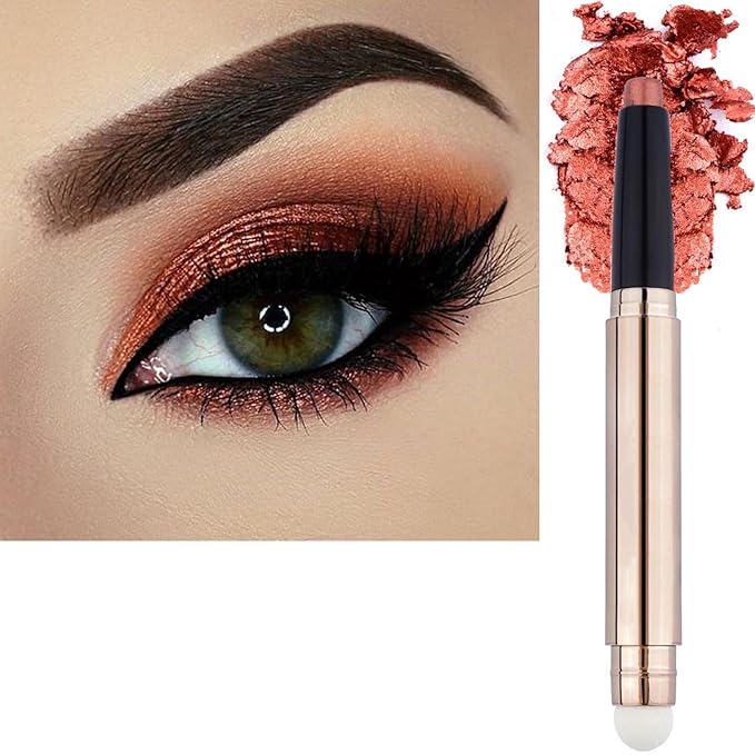 Orange Brown Eyeshadow Stick Makeup, Highlighter Matte Cream Eye Shadow Pencil, Waterproof Hypoallergenic Long Lasting Crayon, Glitter Primer Palette Shimmer Eyeliner Pen