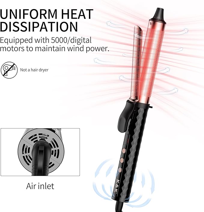 K&K 1 1/4inch Infrared Professional Infrared Hair Curling Iron Heater Ceramic Barrel That Stays Hot 1.25 Inch Hair Iron Curler for Medium to Large Curls International