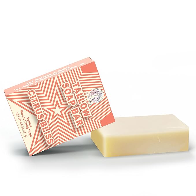 Eat My Face Natural Tallow Bar Soap Bundle - Moisturizing & Nourishing, Handmade with Grass-Fed Tallow, Organic Ingredients for All Skin Types - Unscented & Orange and Bergamot Scent - 4.5 oz