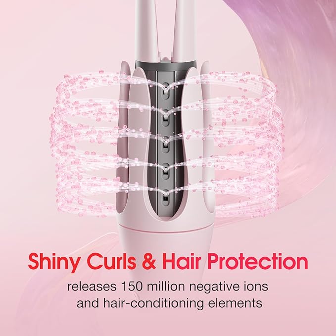 Rotating Curling Iron 1 Inch- LENA Z4 Automatic Curling Wand with Anti-Scald & Versatile Hair Protection, Titanium Coating, Easy-to-Use Design for Long-Lasting Shiny Curls, Dual Voltage