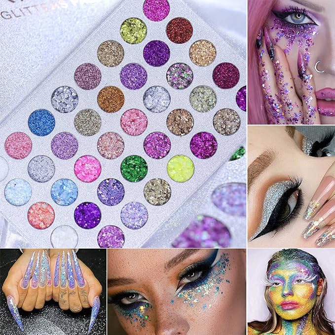 evpct CAKAILA 40 Colors Glitter Sparkle Eyeshadow Makeup Palette Pallets For Women Girls Black White Glitter Chunky Eyeshadow Pressed Powder Pink Shimmer Glue Gel Eyeshadow sombras de ojos profesional