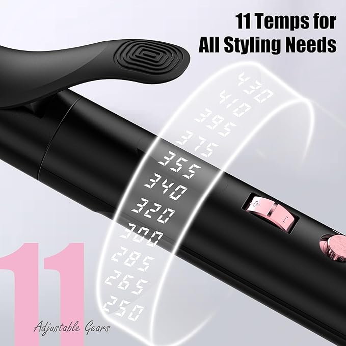 FARERY Long Barrel Curling Iron 1 Inch, Ceramic Curling Iron for Thin Hair, Infused Argan Oil & Keratin, Long Lasting Styling, 11 Adjustable Temp, Include Clips & Silicone Pad