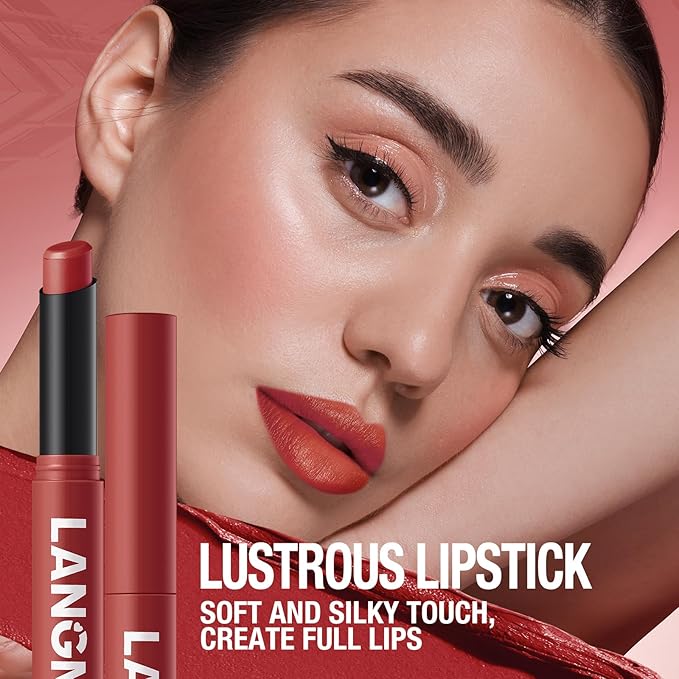 Jolilab 2Pcs Velvet Matte Lipstick Nude Matte Soft Dark Color Stick High Pigmented Long-Lasting Waterproof Lip Stick Lip Balm Beauty Cosmetics Gift for Girls and Women（11#+12#