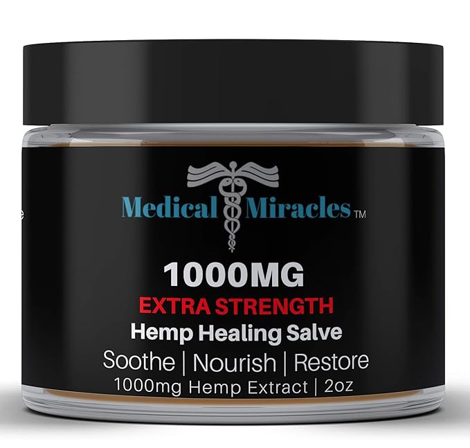 Medical Miracles| Hemp 1000 Mg Healing Salve |Ideal for Hips, Joints, Neck, Back, Elbows, Fingers, Hands, Knees|100% Natural - Made in USA |Pack of 2