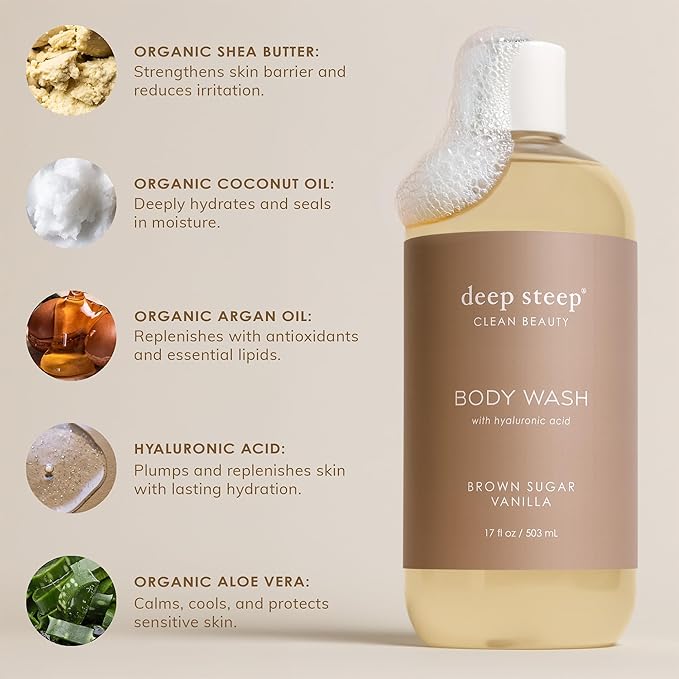 Deep Steep Body Wash, Honey Blossom, 17 oz – Hydrating Shower Gel with Hyaluronic Acid, Shea Butter, Aloe Vera & Argan Oil – Vegan, Clean Beauty, Clean & Refreshed Skin