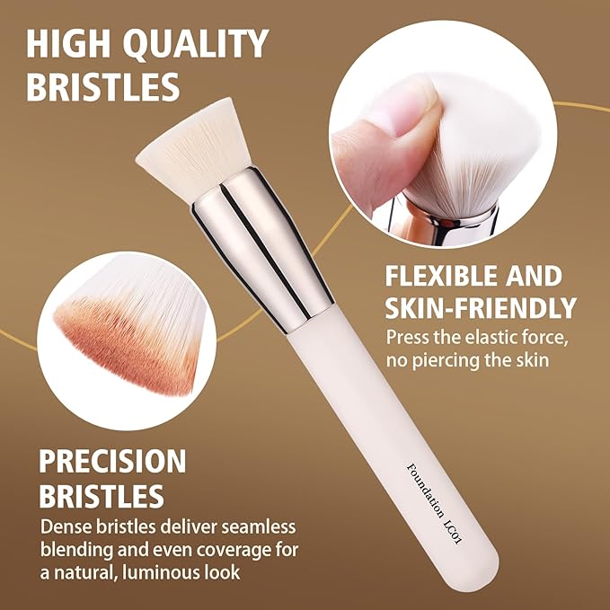 High-Efficiency Foundation Brush LC01 - Flat Design for Seamless Blending, Skin-Friendly Bristles, Comfort Handle