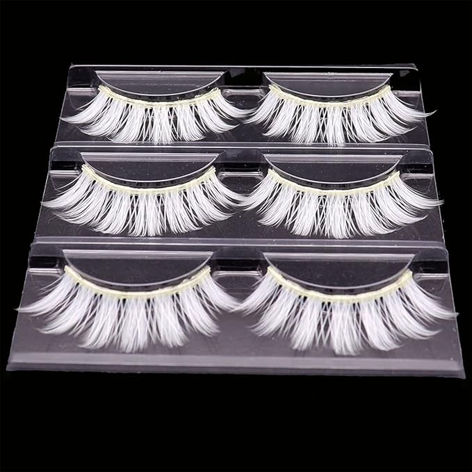 White Eyelashes Cosplay Lashes White False Eyelashes Thick Natural White Lashes Can Be Painted Easter Fake Eyelashes Halloween Costume Party Eye Lashes Tool Stage Performance (MQ1-15mm)