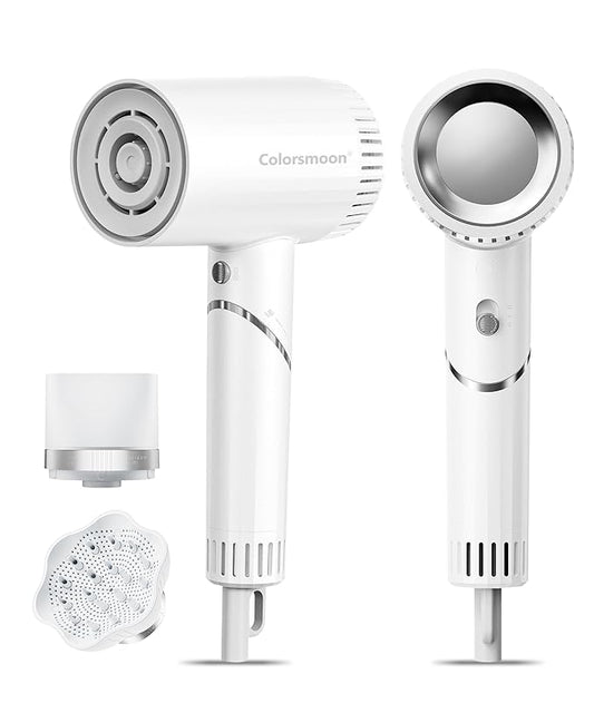 Hair Dryer, 100,000 RPM High-Speed Blow Dryers for Women & Men, Fast-Drying, 500 Million Negative Ions, Heat-Control, Low-Noise with Diffuser & Nozzle, Compact Foldable for Home Travel Use