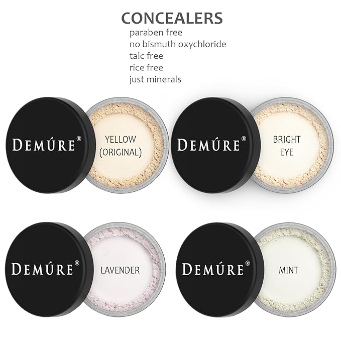 Demure Mineral Makeup | Concealer for Dark Circles | Under Eye Brightening Treatment | Pure Crushed Mineral Formula | Lightweight Loose Powder Coverage