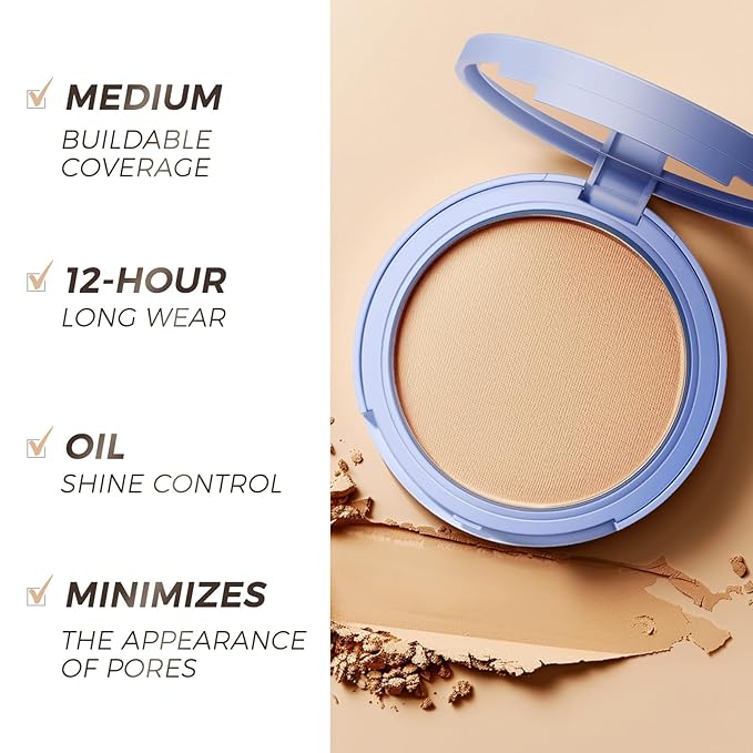 SACE LADY Face Powder Waterproof Sets Makeup, Controls Shine, Smooth Fine Lines for Flawless Lightweight Finish, Long Lasting Matte Compact Setting Powder Cosmetics Cruelty-free, 0.35oz (#02)