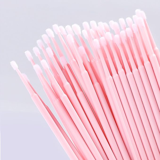 400 Pcs Micro Applicator Brushes,JASSINS Microswabs for eyelash extensions,Disposable 2mm Precision Mascara swab,For Cleaning and Applying Makeup (Light pink)