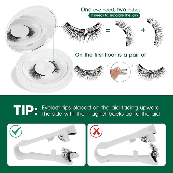 KEYYOU Reusable Magnetic Eyelashes No Glue Needed with Applicator Tool - 3D Natural Magnetic Lashes, Easy to Apply & Long Lasting for Daily Use & Events(YC05)