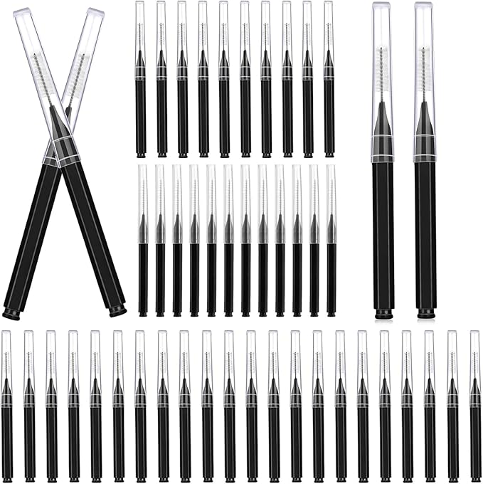 100 Pcs Micro Brow Brush with Cap, Spoolie Lash Comb, Lift Tools for Eyebrow & Eyelash Extensions, Lamination (Black)