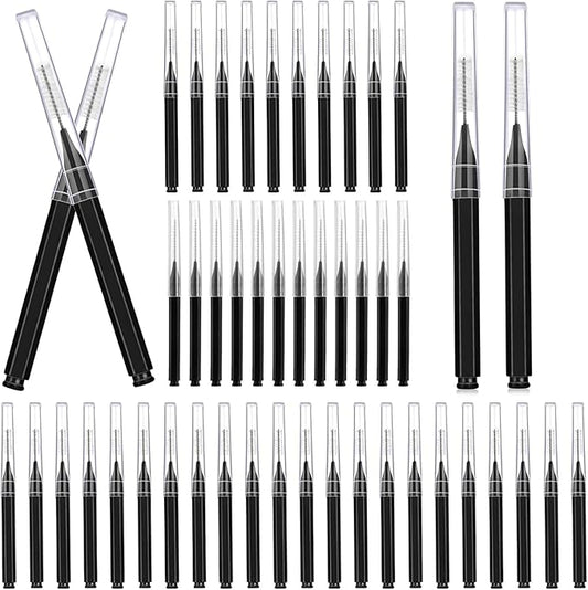 100 Pcs Micro Brow Brush with Cap, Spoolie Lash Comb, Lift Tools for Eyebrow & Eyelash Extensions, Lamination (Black)