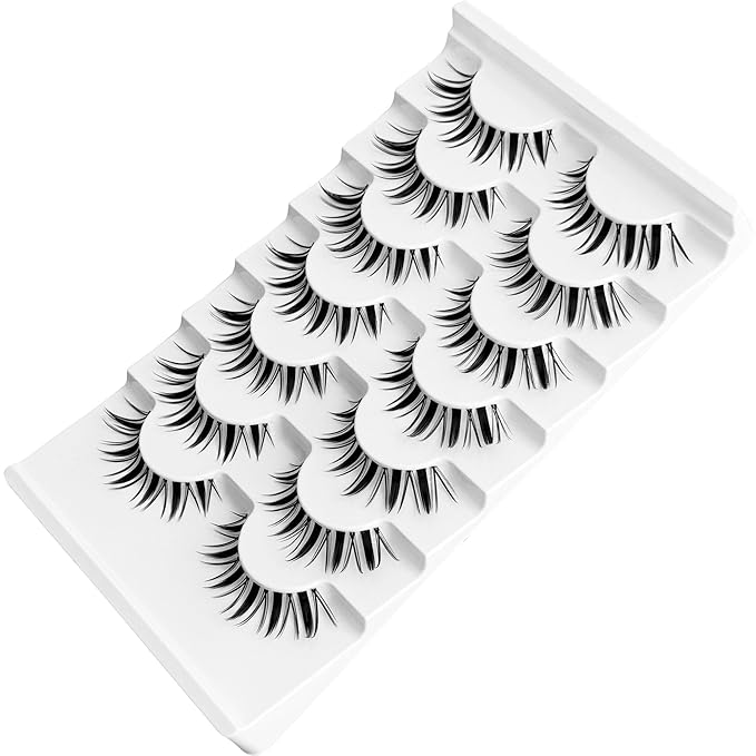 Fairy Lashes Manga Lash False Eyelashes Natural Look Yasnai Anime Lashes Fake Lashes 16mm Eye Lashes Strips Lashes Wispy False Lashes Clear Band 7 Pairs Pack Spikes Lash