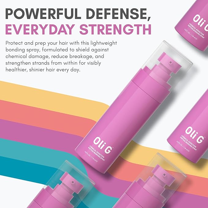 Oli G Chemical Addiction Peptide Bonding Spray 4oz / 118 ml – Bond-Repair Leave-In for Damaged & Color-Treated Hair – Peptide Complex + Amino Acids + Panthenol – Preps Hair for Chemical & Heat Styling