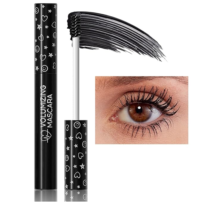 Black Mascara Waterproof Volumizing Lengthening Mascara Hypoallergenic Smudge-proof Liquid Lash Extensions mascara Curling Defining Long-wearing Multiplying, No Clumping Blackest (03#)