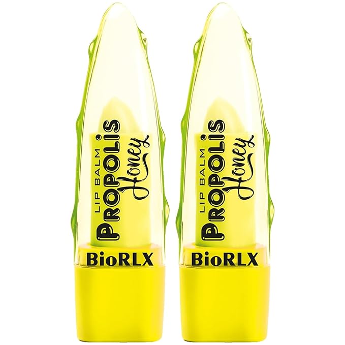 BioRLX 99% Purity Aloe Vera Lip Balm - Natural Moisturizing Unisex Lip Care for Hydrated and Radiant Lips (Propolis & Honey, 0.12 Ounce (Pack of 2))
