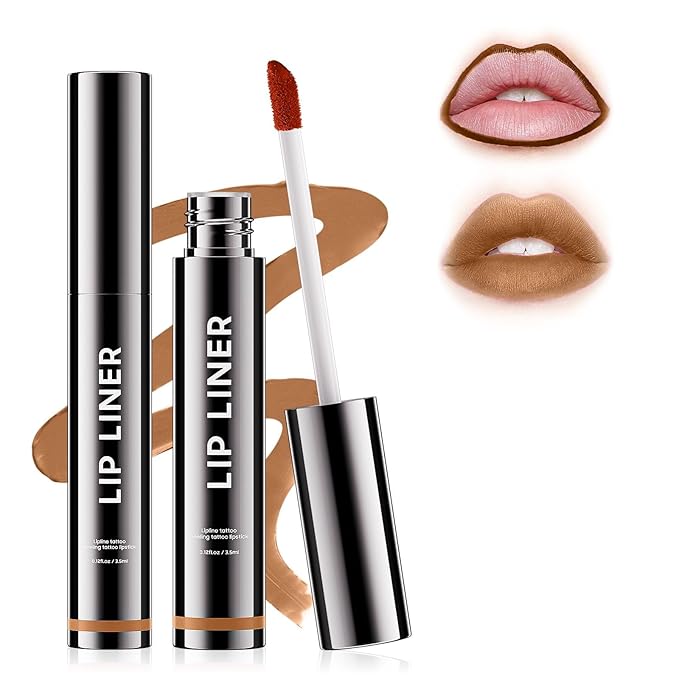 Peel Off Lip Liner Highly Pigmented - Lip Stain Long Lasting Waterproof for Women Girls, Lip Tint Stain Peel Non-Sticky & Smudge-Proof Easy to Use & Natural Finish (Cocoa)