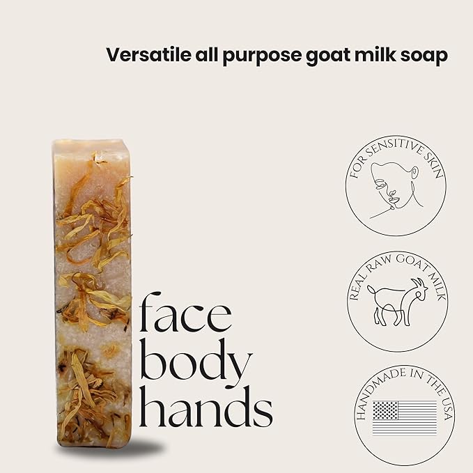 Premium Goat Milk Soap Bars - Dry Skin, Gentle, Organic & Soothing - Hand Made in USA with Real Goat Milk - Large 5 OZ (Pack of 4) - (Calendula)