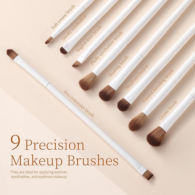 Makeup Brushes 14-Piece Premium Synthetic Makeup Brush Set Foundation Powder Contour Concealers Eyeshadow Blending Liner Makeup Brush kit with Powder Puffs & Brush Bag
