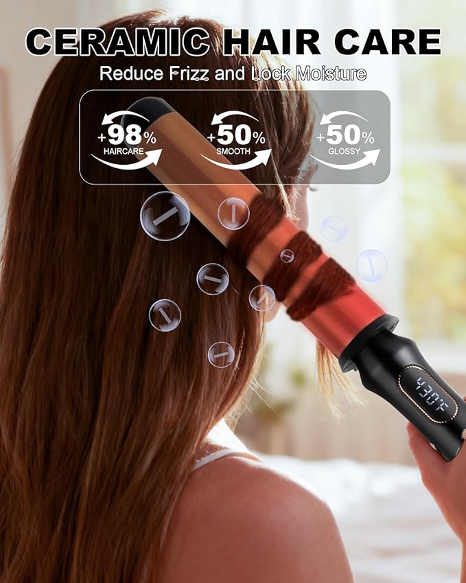 1 1/2 Inch Curling Wand,Ceramic Tourmaline Curling Iron Wand Professional for Beach Wave,Hair Curler Wand with No Clamp for Quick Styling,12 Adjustment Temperature,60 Minutes Auto Shut Off