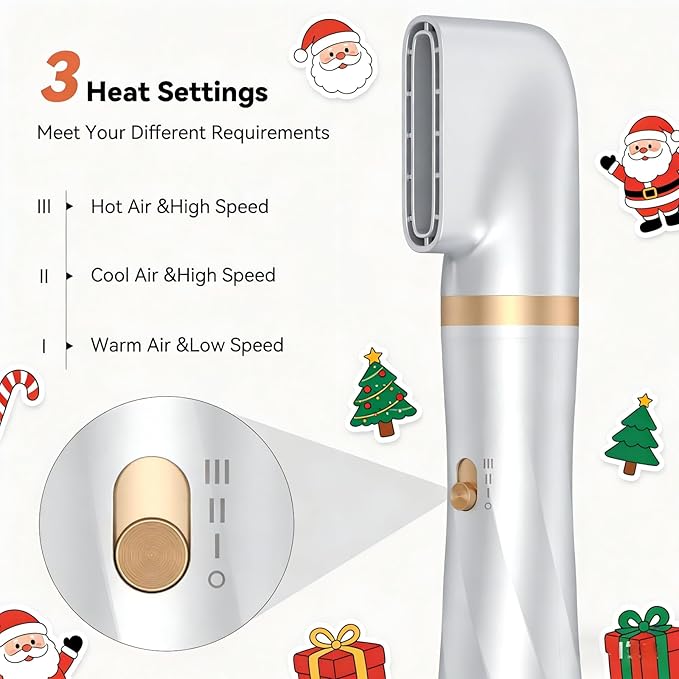 5 in 1 Blow Dryer Brush,110-120V Hair Dryer Brush, Fast Drying & 3 Adjustable Temperatures Hot-Air Hair Brushes, Detachable Hair Styler Set for Curling/Volumizing/Straightening/Styling (White Gold)