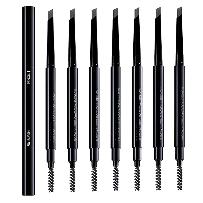 Eyebrow Pencils for Women,8 Pack Ash Gray Eye Brow Pencil Set,Retractable Definer Grey Eyebrow Pencil for Older Women Soft,Waterproof Sweatproof Long-Lasting,with Spoolie Brush,S5.