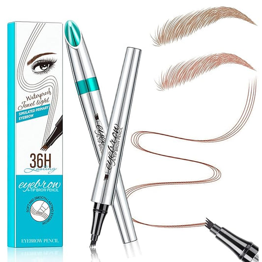Microblading Eyebrow Pencil, Eyebrow Pen with an Upgrade Micro-Fork Tip Applicator, Waterproof Long-Lasting Microblading Brow Pen, Brow Pencil for Natural Looking Brows Makeup, Reddish Brown