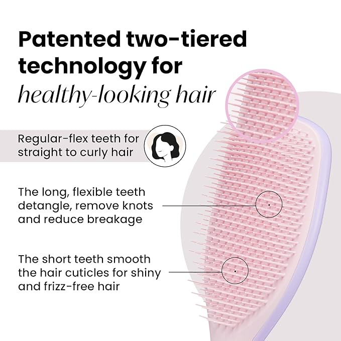 Tangle Teezer Ultimate Detangler Hairbrush for Wet & Dry Hair, Eliminates Knots & Reduces Breakage for Long, Thick, & Curly Hair Types, Large, Pink & Purple