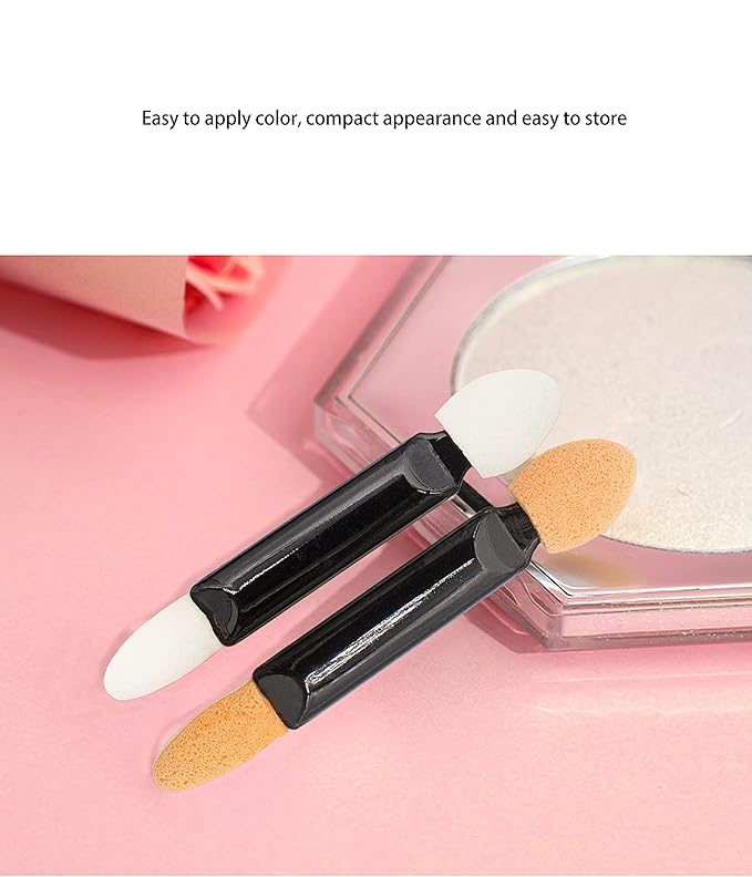 XUFAN 200 PCS Disposable Eyeshadow Brush, Dual Sided, Synthetic Bristles, Black