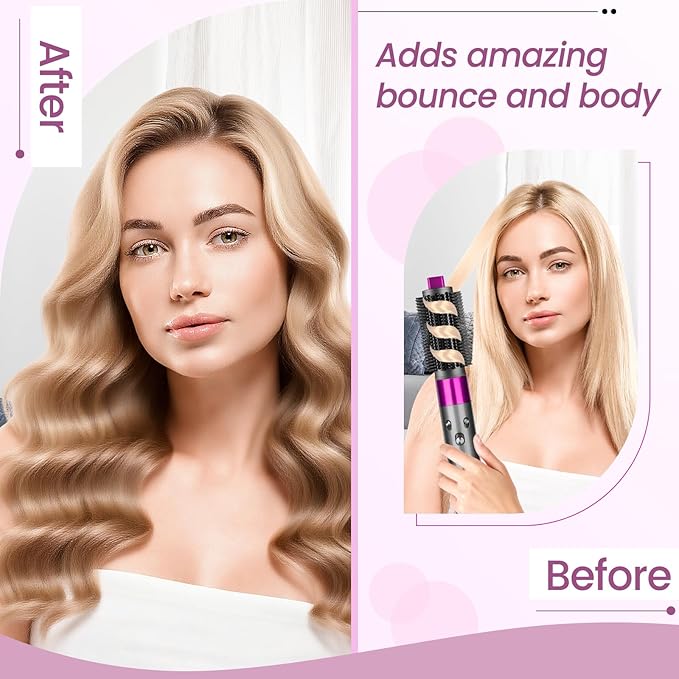 Upgraded Round Volumizing Brush Attachment for Dyson Airwrap HS01/05/08, Round Brush for Dyson Air wrap Accessories for Straighten Dry Curls Add Volume, Rose
