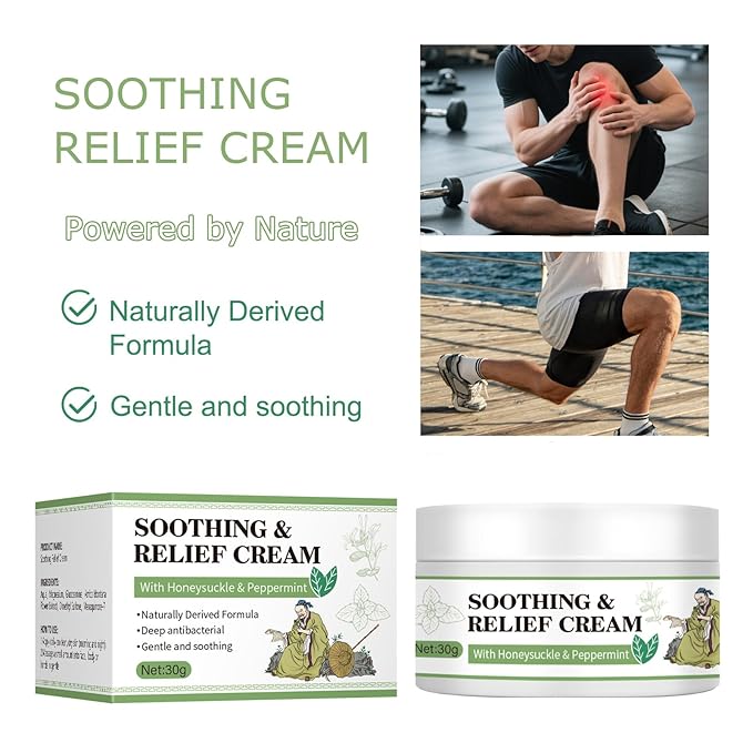 Soothing Relief Cream with Honeysuckle & Calendula, Cooling Anti Itch for Sensitive Skin,Moisturizing Cream for Various Parts of the Body, Fast-Absorbing & Non-Greasy Formula