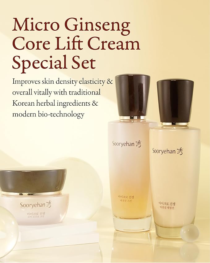 SOORYEHAN Micro Ginseng Core Lift Cream Special Set (2.4 fl oz) - Enhances Skin Firmness, Elasticity, and Hydration. with Ginsenoside R3™ for a Youthful, Healthy Complexion.