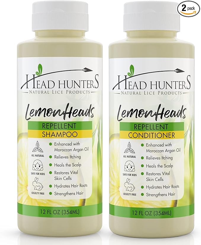 Lemon Heads Natural Lice Prevention Shampoo and Conditioner - Safe for Kids and Adults, 12 Ounce