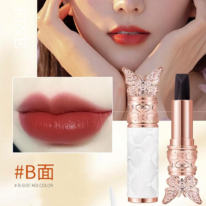 3 Colors In 1 Lipstick, Glossy Silky Feeling Lip Colors, High Pigmented, Exquisite Butterfly Appearance, Long Lasting Moisturizing One Lipstick Three Colors