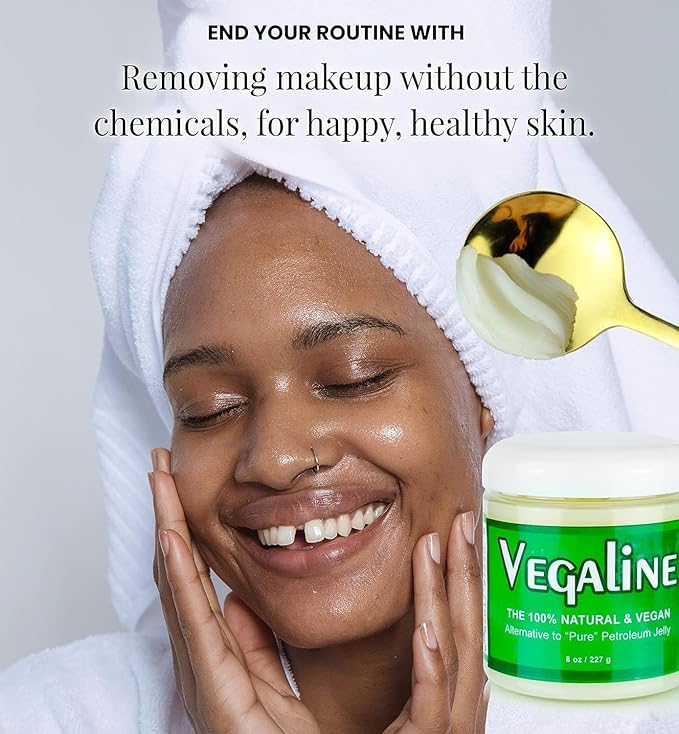Vegaline - 100% Natural, Vegan & Hypoallergenic Alternative to Petroleum Jelly - Unpetroleum - Lips, Hands, Baby, Makeup Remover and More (8 Ounce)