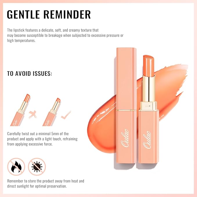 Oulac Moisturizing Shine Mauve Pink Lipstick for Women - 2 in 1 Glossy Light Pink Tinted Lip Balm, Hydrating Winter Lipstick for Dry Lips,Shine Juicy Finish Vegan 2.2g/0.07oz (14)