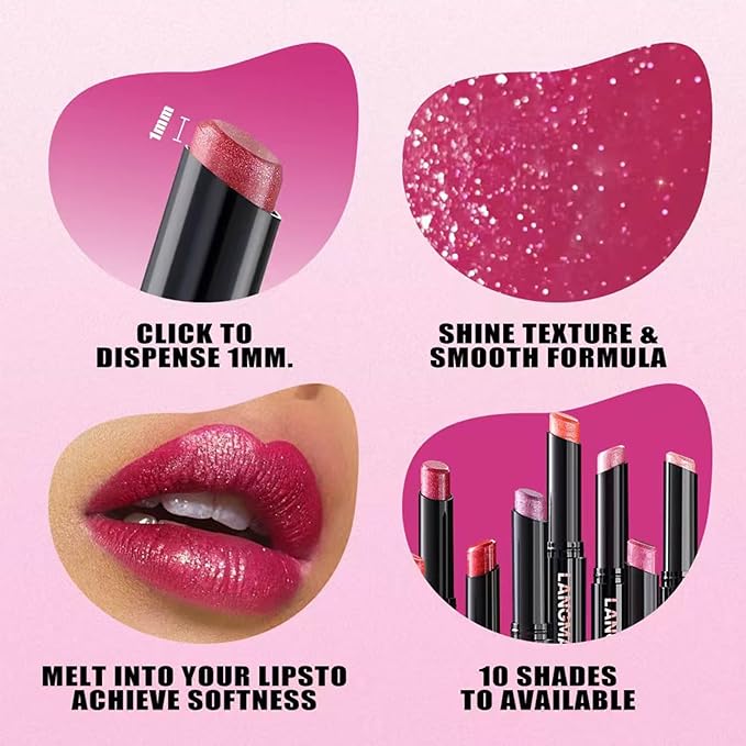 Dark Purple Lipstick with Glitter for Women - Sparkling Lip Glitter, High Impact Color, Transfer Resistant # 04