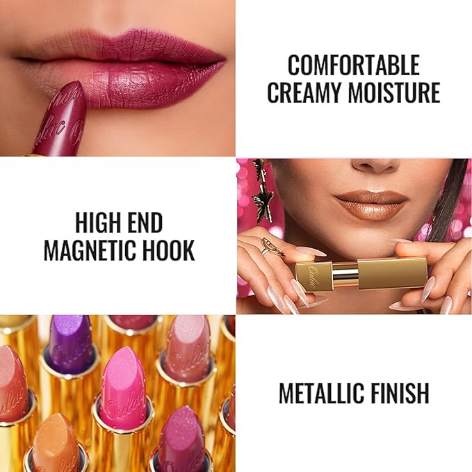 Oulac Lipstick & Lipliner Set 3PCS High Impact Lipcolor with Moisturizing Formula, Vegan Beauty, Full-Coverage Lip Color, Gift Lipstick for Women, LL05+GM12+PG04