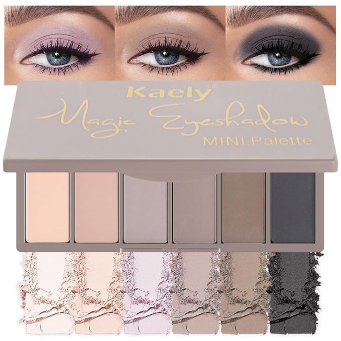 6 Colors Mini Dark Nude Brown Eye Shadow Palette Makeup for Older Women, Neutral Matte Shimmer Eyeshadow Palette Highly Pigmented Waterproof, paleta de sombras de ojos, Vegan & Cruelty-free, 05