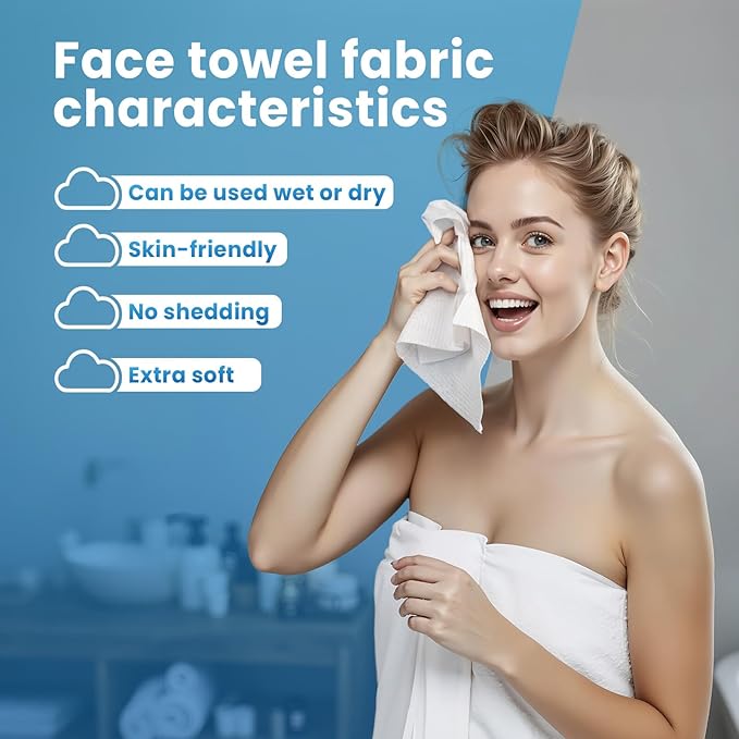Borje Face Towels XL, Thick Disposable Face Towel 10" x 12", 300 Count (6 Packs of 50), 100% USDA Biobased Facial Towelettes, Ultra Soft Makeup Remover Wipes for Women Cleansing