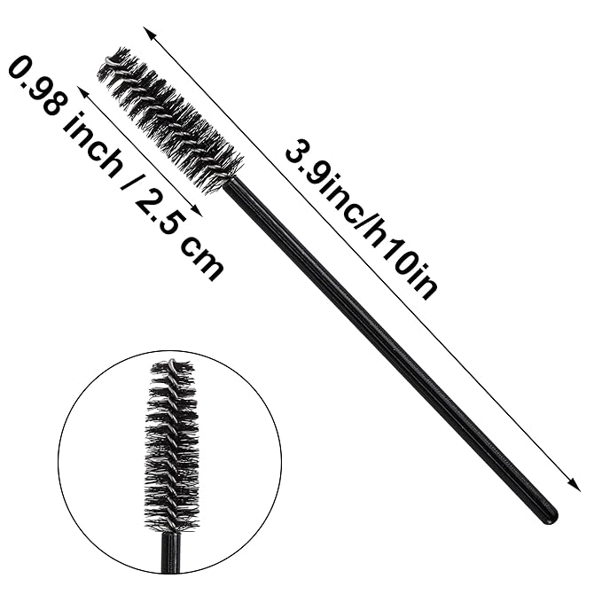 COCIDE 500Pcs Black Eyebrow Brush Eyelash Comb Lash Brushes Disposable Mascara Wands Lash Spoolies for Eyelash Extensions Supplies Makeup Applicators