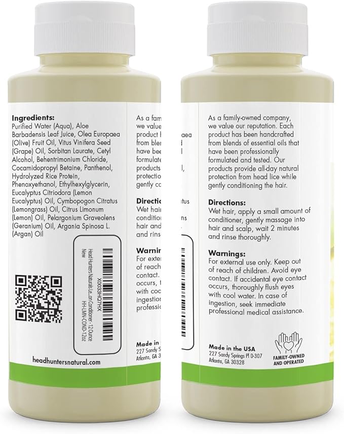 Head Hunters Lemon Heads Natural Conditioner - Daily Repellent for Kids and Adults - Non-Toxic, Extremely Effective Lice Prevention Without Chemicals - 12 Oz