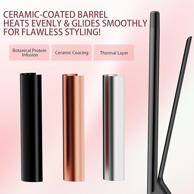 1/2 Inch Extra Long Barrel Curling Iron for Short & Long Hair, 0.5 Inch Ceramic Small Curling Iron with Auto Shut-Off, Dual Voltage Curler Suitable for Travel, Including Glove