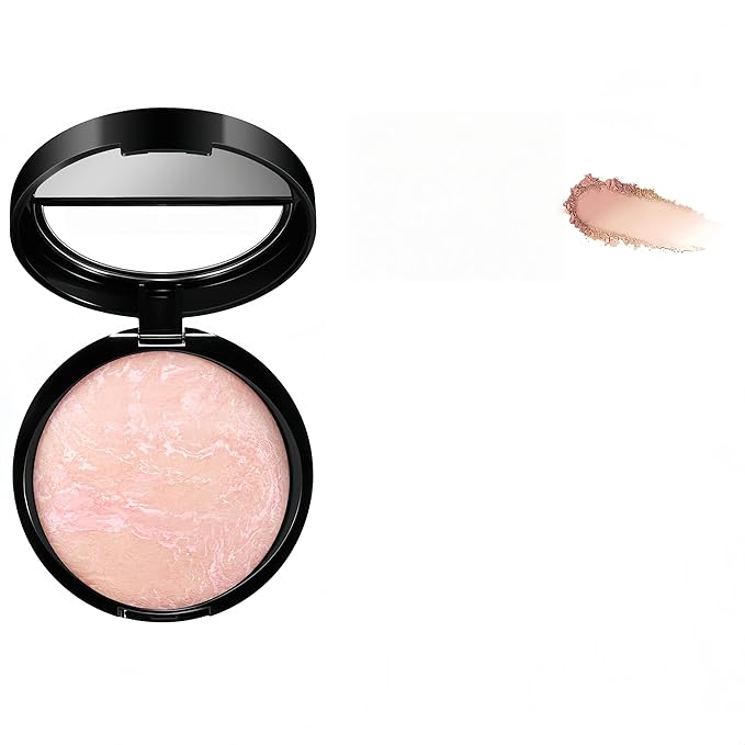 MAEPEOR Baked Setting Powder Brighten Color Correcting Powder Foundation Natural Smooth Lightweight Oil-Control Pressed Foundation (07 Porcelain To Go)