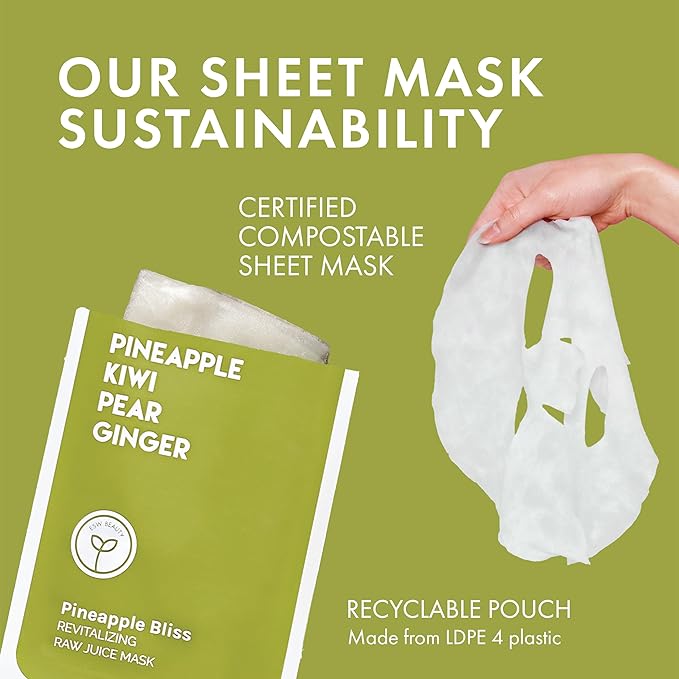 ESW Beauty Pineapple Bliss - Revitalizing Raw Juice Face Mask - Brightening with Pineapple, Kiwi, Ginger & Pear for Dull, Uneven Skin - Enhances Radiance & Smoothness